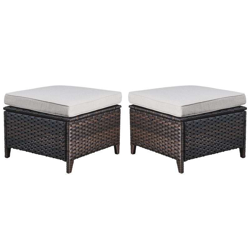 Ebern Designs Wicker Outdoor Ottoman Wayfair